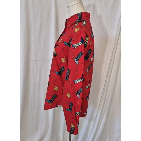 Vintage RoughRider Womens Red Cowboyboots Button-Up Blouse Small - Picture 3 of 5